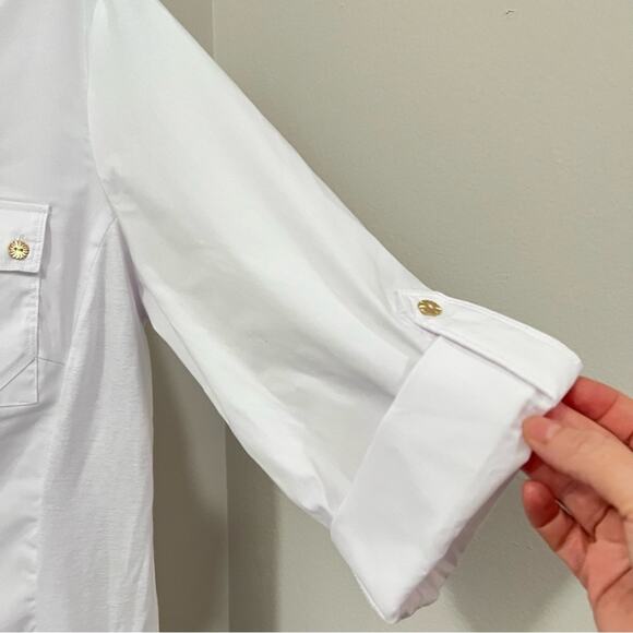 Zac & Rachel White Button-Up Shirt with Gold Accents - Picture 5 of 12